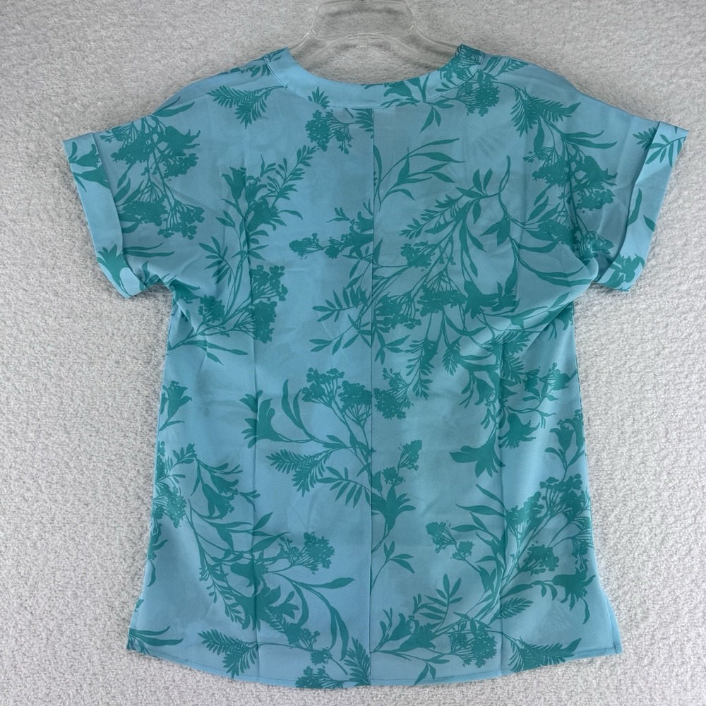 Belle by Kim Gravel Effortless Chic Summer Bloom Blouse Top XXS Blue Atlantis - Picture 7 of 10
